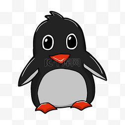 企鹅冰雪图片_卡通手绘黑色可爱小企鹅插画