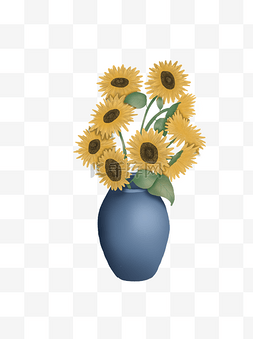 太阳花设计图片_花瓶里的向日葵卡通手绘设计可商