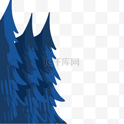 冬季蓝色杉树卡通png素材
