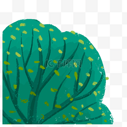 蓝绿色的草丛手绘插画免扣元素