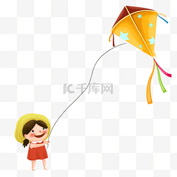 童年手绘图片_春天手绘草地放风筝