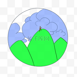 重阳节人物登山赏菊边框插画