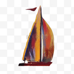 手绘油画质感简约帆船