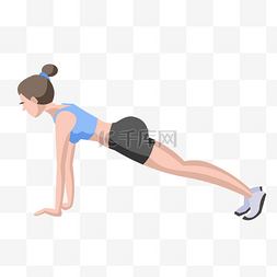 体力锻炼图片_美女教练标准俯卧撑侧面