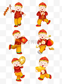 卡通可爱元旦春节新年福气福娃装