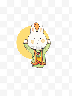 手绘插画中秋节中国风月兔设计元