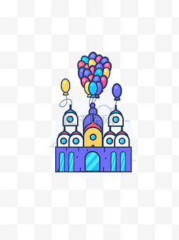 飞气球气球图片_房子装饰图案飞屋气球图标矢量可