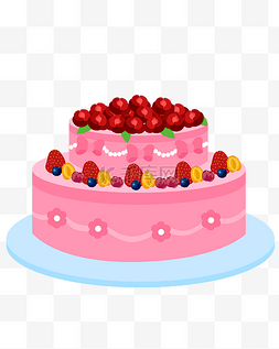 卡通蛋糕草莓图片_矢量手绘卡通蛋糕