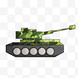 绿色坦克作战机插画