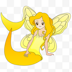黄色美人鱼梦幻卡通素材