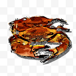泼墨效果螃蟹