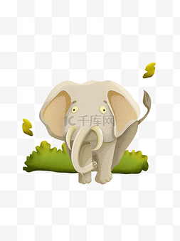 大象插画图片_可爱动物园手绘插画卡通大象可商
