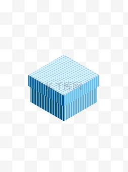 条纹礼品盒图片_2.5D蓝色小清新礼品盒礼物盒条纹