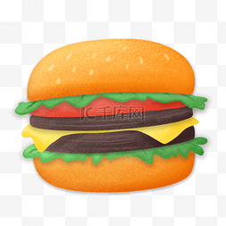 汉堡美味图片_卡通手绘清新食物牛肉汉堡