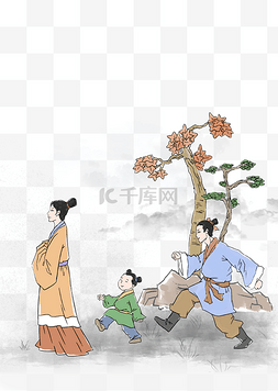 儿童故事插画图片图片_手绘成语故事邯郸学步