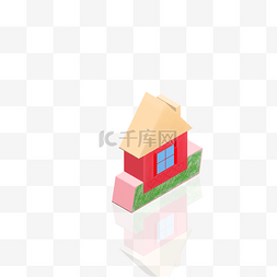 立体卡通小房子图片_2.5d建筑插画手绘小房子