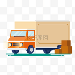 物流箱子图片_卡通货车和货物箱子