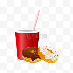 甜甜圈海报图片_矢量手绘卡通可乐甜甜圈
