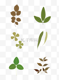 矢量绿色小树叶图片_彩色矢量简约简笔画手绘装饰树叶