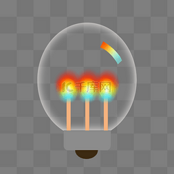 创意环保彩色灯泡PNG图案