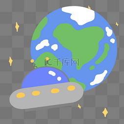 空中飞船图片_外星飞船卡通插画