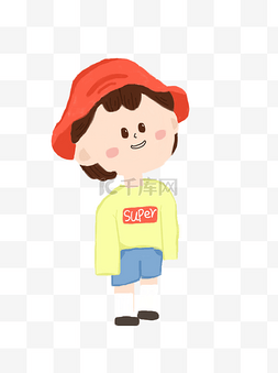 可爱卡通带红帽的男孩元素