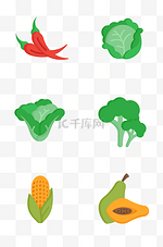 好吃的蔬菜插画图标