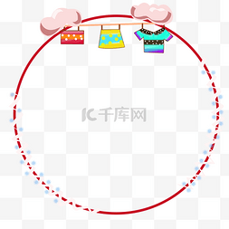 红色圆形边框插画