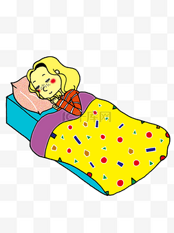 床上睡觉女孩元素设计