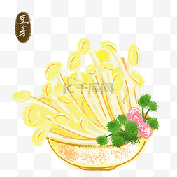 碗免抠下载图片_手绘豆芽黄豆芽美味果蔬装饰免扣