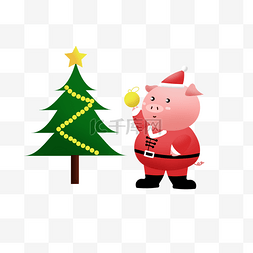 圣诞手机图片_新年贺岁圣诞金猪简洁风格ai手绘2