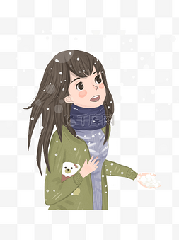 女孩漫画人物图片_小清新玩雪的女孩漫画人物设计