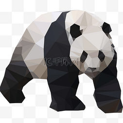 微商高端黑金图片_低多边形立体熊猫