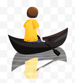 女孩在湖泊上划船