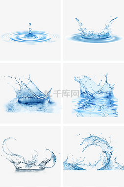 水素材图片_透明蓝色水波纹水花免抠图