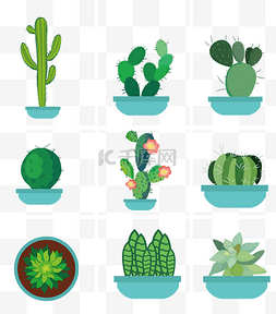 植物插画免抠图图片_手绘多肉盆景矢量免抠图