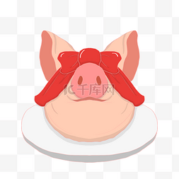 厨师猪头简笔画图片_新年粉色的猪头插画