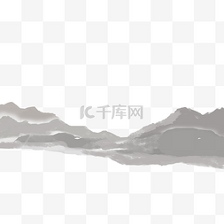 矢量手绘山峰图片_黑白画波浪山峰元素