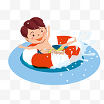 通用节日彩色卡通手绘儿童游泳