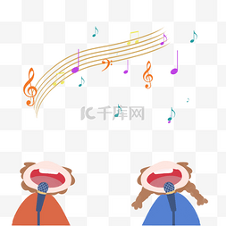 孩子图片_世界儿歌日主题唱歌的孩子与音符