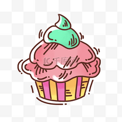 蛋糕图片_卡通可爱粉色杯子蛋糕