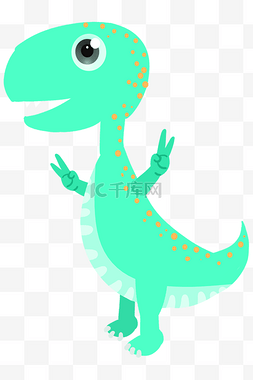绿色可爱恐龙插画