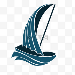 蓝色手绘帆船图片_蓝色简约商务手绘帆船