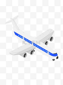 飞机简约图片_2.5D客机飞机简约立体素材设计