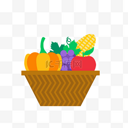 水果篮图片图片_扁平卡通可爱蔬菜蓝