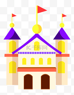 小旗子装饰城堡插画