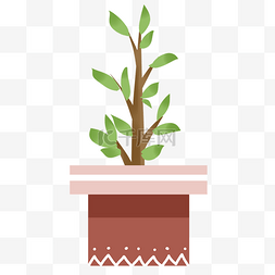 植物盆栽简约清新图片_手绘卡通小树盆栽