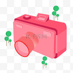 照相机粉色图片_创意免扣2.5D卡通手绘相机