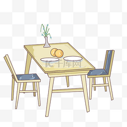 餐桌手绘图片_手绘餐桌椅家具插画