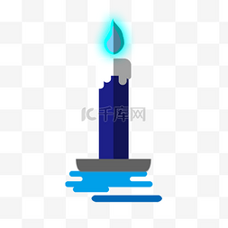 燃着蓝色烛光的蜡烛